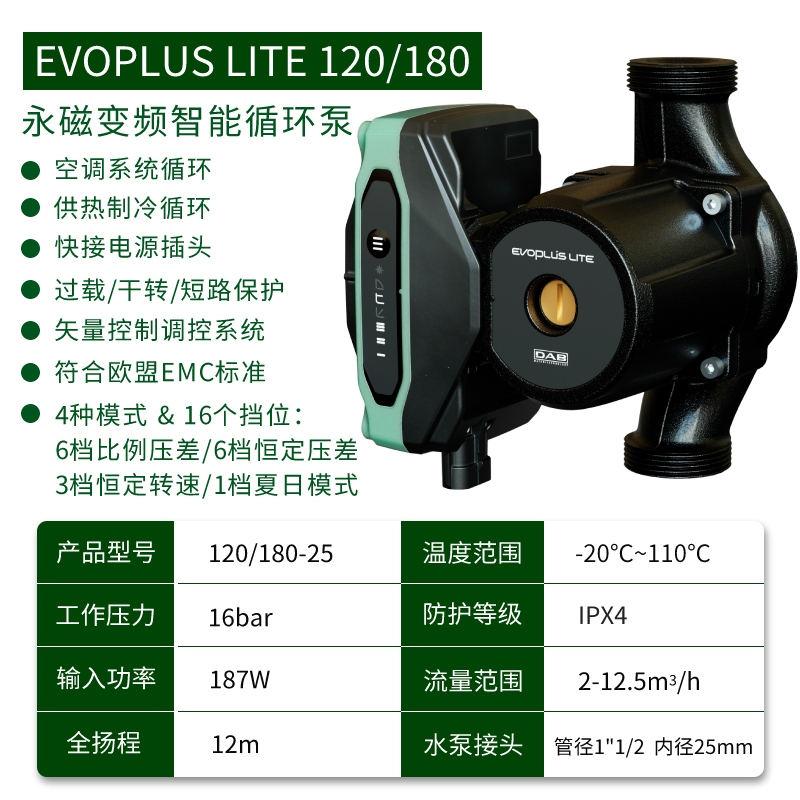 DAB戴博Evoplus Lite120/180永磁变频智能循环泵